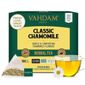 VAHDAM Chamomile Herbal Tea (100 Pyramid Tea Bags) Resealable Ziplock Pouch | Caffeine Free Non GMO Gluten Free | 100% Pure Tisane - Sweet &amp Floral | Made With Natural Chamomile Flowers