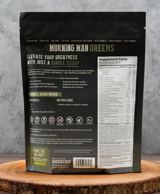 Best Tasting Greens Probiotic Superfood Mix 95mg Caffeine Kick Start Your Morning 75+ Vitamins Green Tea &amp Coffee Extracts Digestive Enzymes Gluten Free Vegan Energy Gut Health 30 Servin