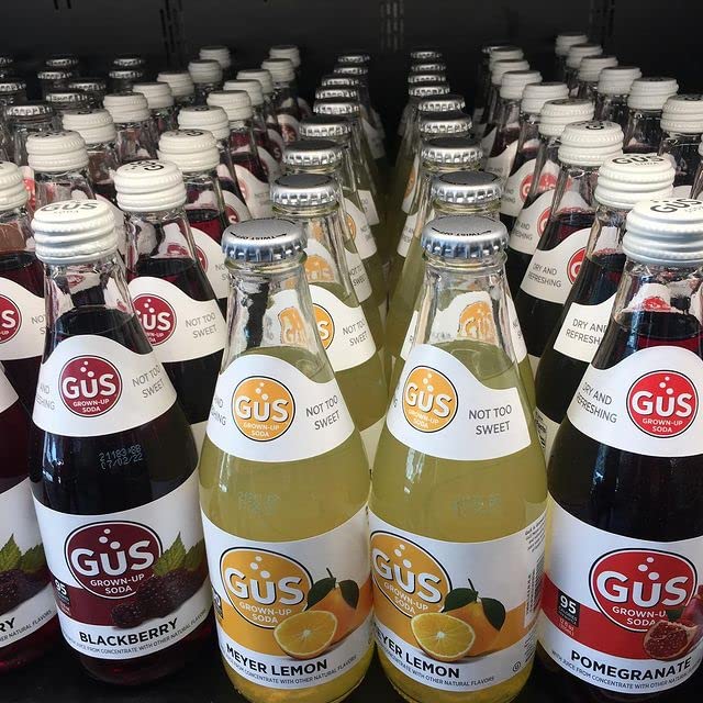 GuS Grown-Up Soda | Lightly Sweetened Sodas with Real Juices | 12 Fl Oz (Pack of 24) (Dry Meyer Lemon)