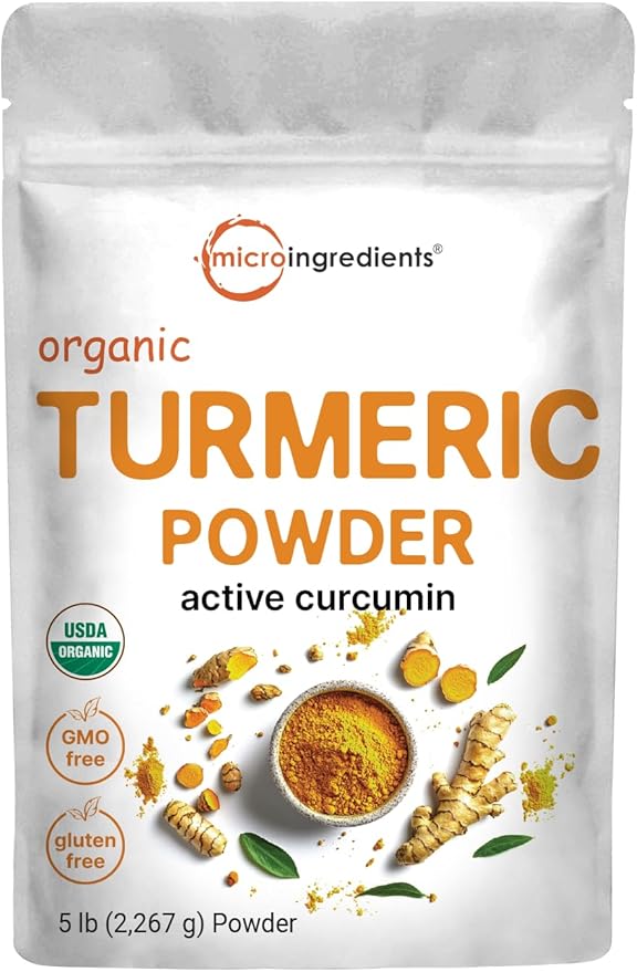 Organic Turmeric Powder 5 Pounds | Rich in Active Curcumin | Pure Turmeric Supplement | Antioxidant Support for Joint &amp Immune Health | Non-GMO Vegan Friendly India Origin