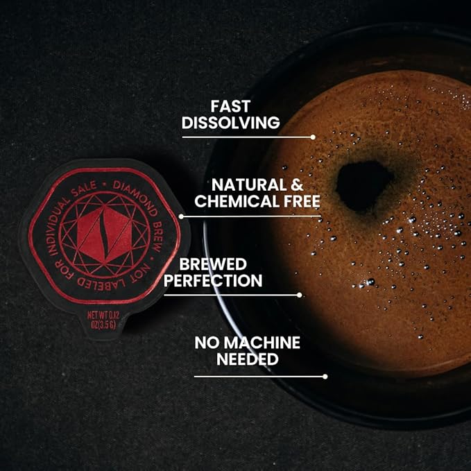 Luxury Dark Roast - 162mg Caffeine Hot or Iced Craft Instant Coffees Cold Brew Coffee Double Shot Espresso 12 Counts 100% Arabica Sugar Free No Additives - Original Diamond Brew (12)