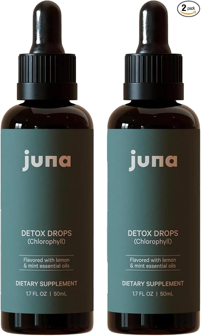 Juna Detox Chlorophyll Drops — Daily Wellness &amp Detox Support | Lemon Mint Spa Water Taste | Supports Cellular Health Cleanse and Internal Freshness | 60mg Chlorophyll per Serving