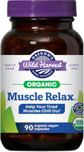 Oregon's Wild Harvest Muscle Relax Organic Herbal Supplement Vegan Capsules with Valerian Hops and Skullcap - 90 Count
