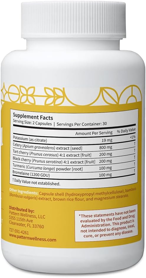 Pattern Wellness Uric Acid Support Supplement – Supports Uric Acid Balance &amp Joint Wellness – Herbal Formula – 3rd Party Lab Tested – 60 Veggie Capsules