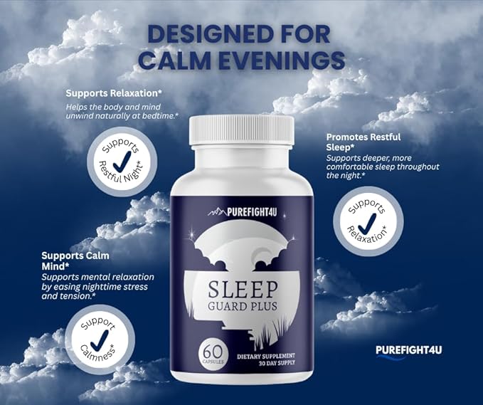 Sleep Guard Plus Promotes Relaxation &amp Restful Sleep Natural Sleep Support Supplement | Dietary Supplement - 60 Capsules
