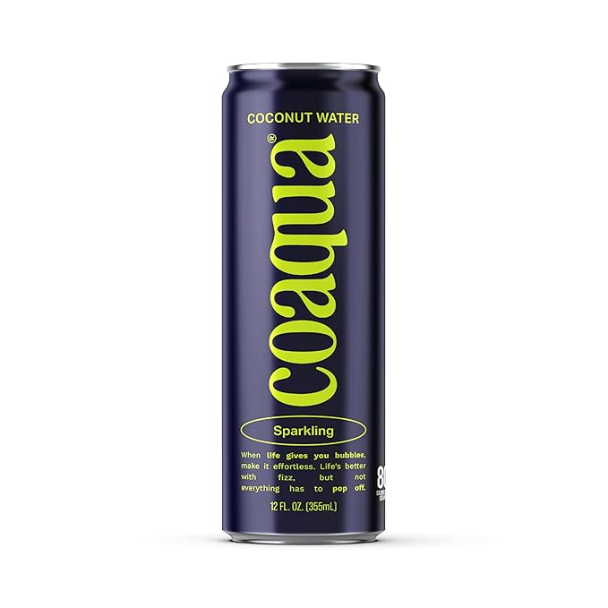 Coaqua Sparkling Coconut Water 12 Pack Natural Electrolytes for Hydration Refreshing Sparkling Electrolyte Drink Pure Coconut Water Not from Concentrate Fat Free 12 Fl Oz Cans
