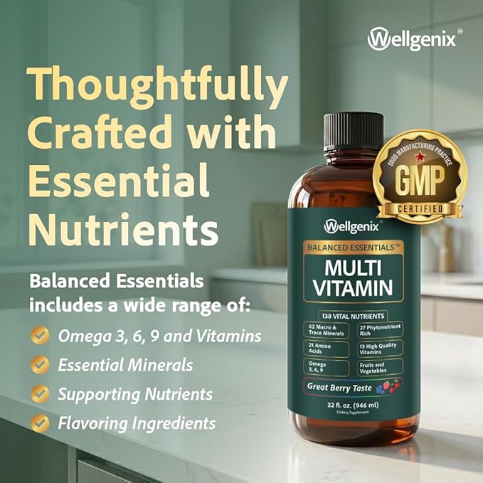 Balanced Essentials 2 Pack Natural Liquid Nutritional Supplement Vitamin 32 Ounces Very Berry S-BE32 (Packaging May Vary)