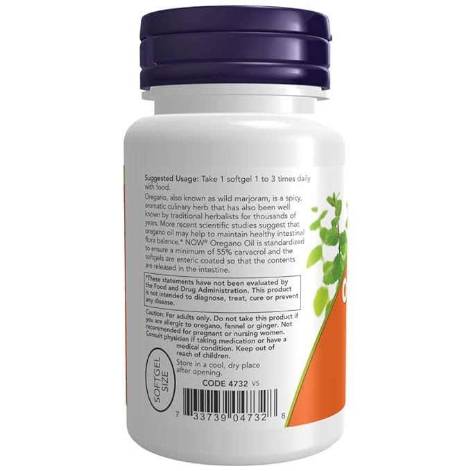 Now Foods Oregano Oil Enteric Coated Softgels 90 Capsules (Pack of 2)