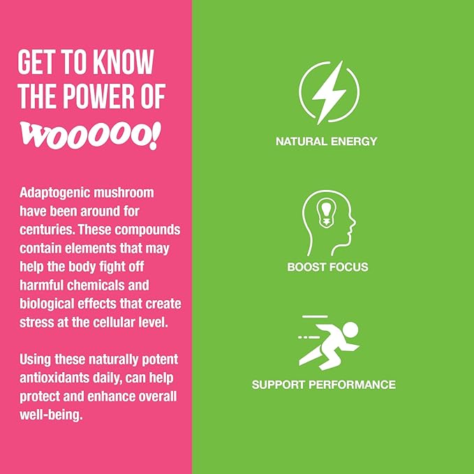 Wooooo! Energy Ric Flair Sparkling Adaptogenic Mushroom Energy Drink | Natural Antioxidants &amp Nootropics | Lion’s Mane &amp Cordyceps | 150mg Caffeine | 12 Pack (Dragon Fruit)