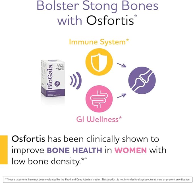 BioGaia Osfortis Women’s Probiotic for Strong Bones Immune Balance &amp GI Wellness Contains L. reuteri 6475 60 Capsules 1 Pack
