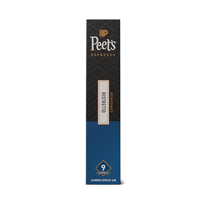 Peet's Coffee Medium Roast Decaf Espresso Capsules Compatible with Nespresso Original Machine Decaffeinated Arabica Coffee - Decaf Ristretto Intensity 10 100 CT (10 Boxes of 10 Espresso Capsules)