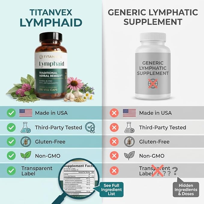 Lymphaid Lymphatic Drainage Supplement – 100 Count Vegan Capsules Herbal Blend Immune Support -Supplement Promotes Lymphatic Wellbeing Antioxidant Support Respiratory and Urinary Wellbeing