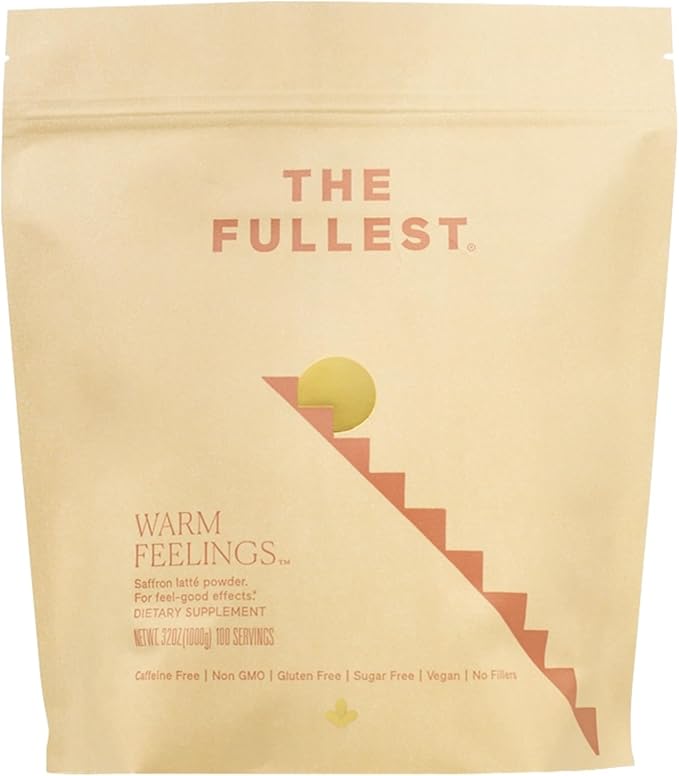 THE FULLEST - Saffron Latte 100 Day Supply - Saffron Cardamom and Coconut Based Wellness Powder for Mood and Sleep Support Sugar-Free Vegan and Gluten-Free 100 Servings