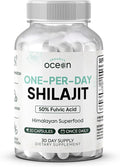 Organics Ocean One-Per-Day Shilajit for Men and Women - Natural Shilajit Supplement for Age-Defying Bone Strength Hormone Support and More - 30 Shilajit Capsules