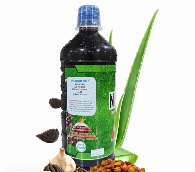 Maguey Juice Sabila - Jugo De Ajo Negro &amp Ajo Chino Reforzado Extract Maguey Tonic with Aloe Vera  Black Garlic and Japenese Garlic | All Natural 100% Juice | Jugo de Maguey de Michoacan Sabor