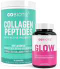 GOBIOTIX Collagen &amp Glow Multivitamin Bundle: Hair Skin Nails Support - 30 Servings Collagen + 90 Capsules Multivitamin