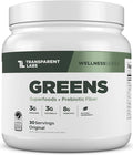 Transparent Labs Prebiotic Greens - Superfood Powder &amp Antioxidants Supplement with Organic Spirulina Chloerra Acacia &amp Green Banana Powder - 30 Servings Unflavored