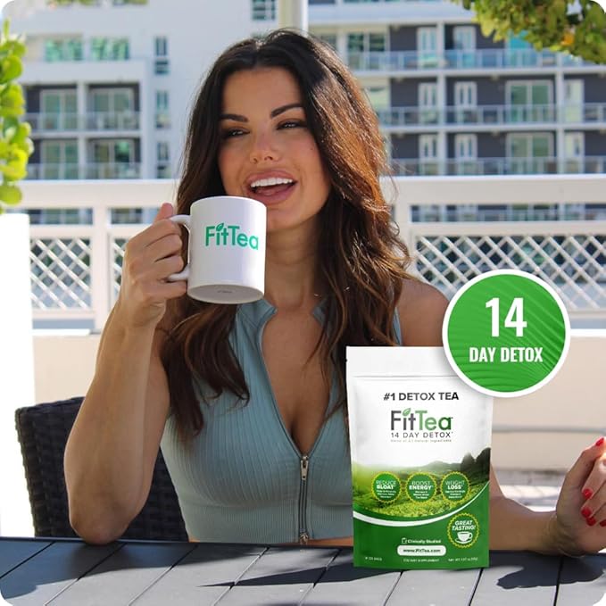 FitTea The Original 14 Day Detox Tea with Organic Green Tea ECGC Garcinia Cambogia and Ginger - Colon Detox Cleanse to Help Bloating and Support Metabolism
