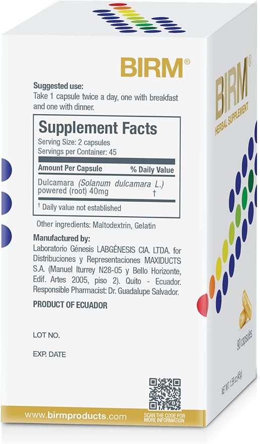 BIRM Preventive Herbal Supplement - Natural Extract Support for a Healthy Immune System - Made in Ecuador 90 Capsule Bottle (40MG)