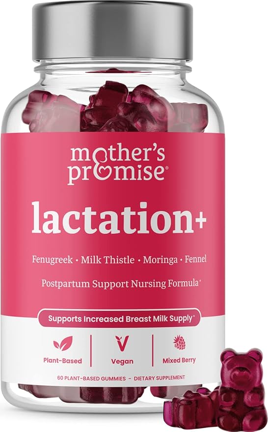 Mother's Promise Lactation Supplement Gummies for Breast Milk Production Increase | Postnatal Lactation Support for Breastfeeding Nursing &amp Lactating with Fenugreek Moringa &amp Milk Thistle |
