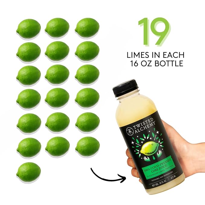 Twisted Alchemy Cold Pressed Culinary Basics Juice 4-Pack – 2 Persian Lime &amp 2 Eureka Lemon – All Natural Non-GMO No Sugar Added Preservative Free – 16 oz Bottles