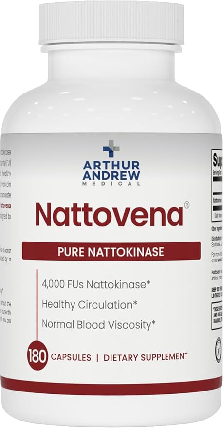 Arthur Andrew Medical Nattovena Pure Nattokinase Supplement Double Strength 4000 FUs per Capsule 180
