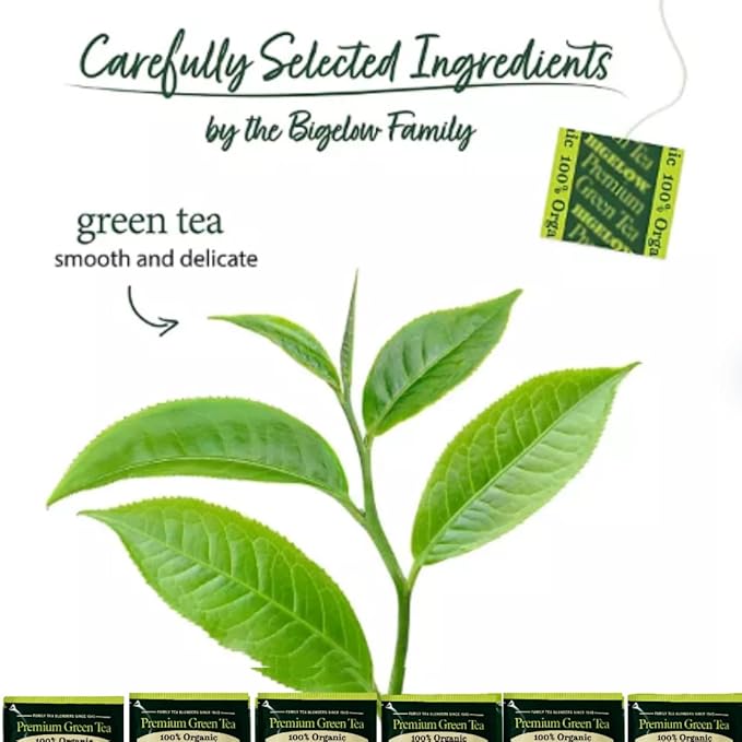 Premium Bigeloww Organic Green Tea 140 Count Individually Wrapped Tea Bags - For Daily Wellness &amp Antioxidant Boost - Packaged for Freshness