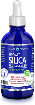 SiPower Silica Vegan Collagen Supplement Drops-Liquid Mineral Orthosilicic Acid (CH-OSA) + Fulvic Acid. Natural Collagen Booster for Joints Bones Hair Skin Nails Immune &amp Digestive Health-4o