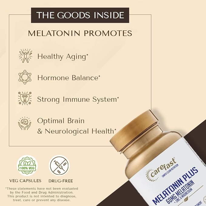 60mg Melatonin Plus Extra Strength High Dose Sleep Supplement 90 Capsules - Veggie Capsules - Fast Acting Formulated by Dr Shallenberger with Zinc &amp Magnesium for Maximum Quick Absorption