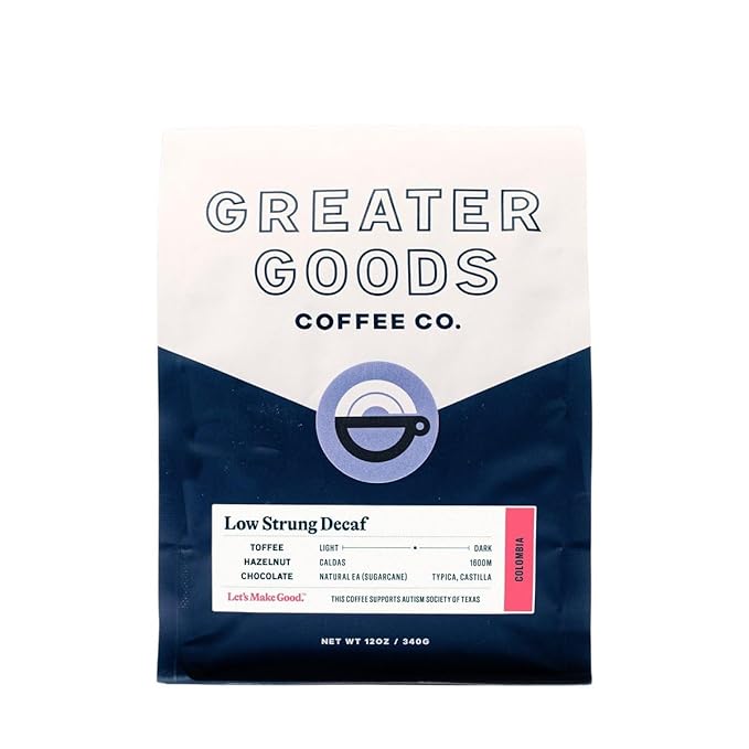 Low Strung - Decaf - Roasted by Greater Goods Coffee Co. - Freshly Ground Coffee - 10 Ounce Bag