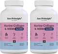 Zen Principle Marine Collagen Peptides Powder with OptiMSM® Supplement. Clinically Tested for Skin Support. Wild-Caught Fish Non-GMO. 420 Capsules.