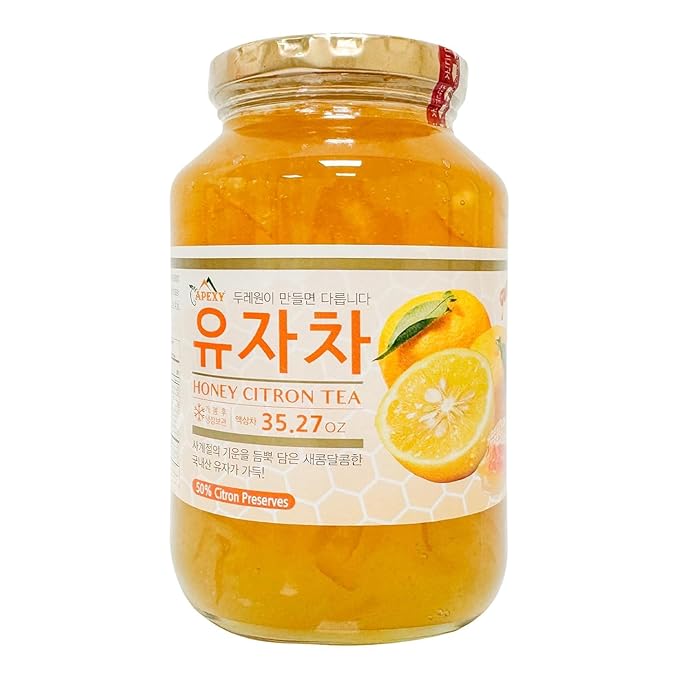 Apexy Authentic Korean Honey Citron Tea Citron Tea Just Add Hot Water Yuzu Marmalade Yuzu for Salad Citron Spread No Artificial Colors Versatile and Natural Delight Made in KOREA 35.27oz (1kg)