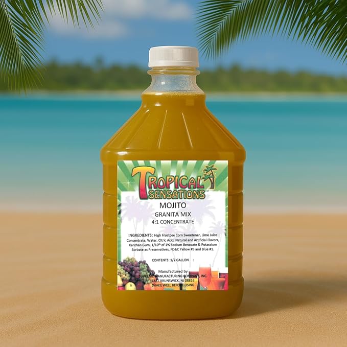 Tropical Sensations Mojito Granita Slushie Mix – 6 Bottles 64 oz Each – Non-Alcoholic Frozen Drink Mix for Slush Machines – Bulk Case