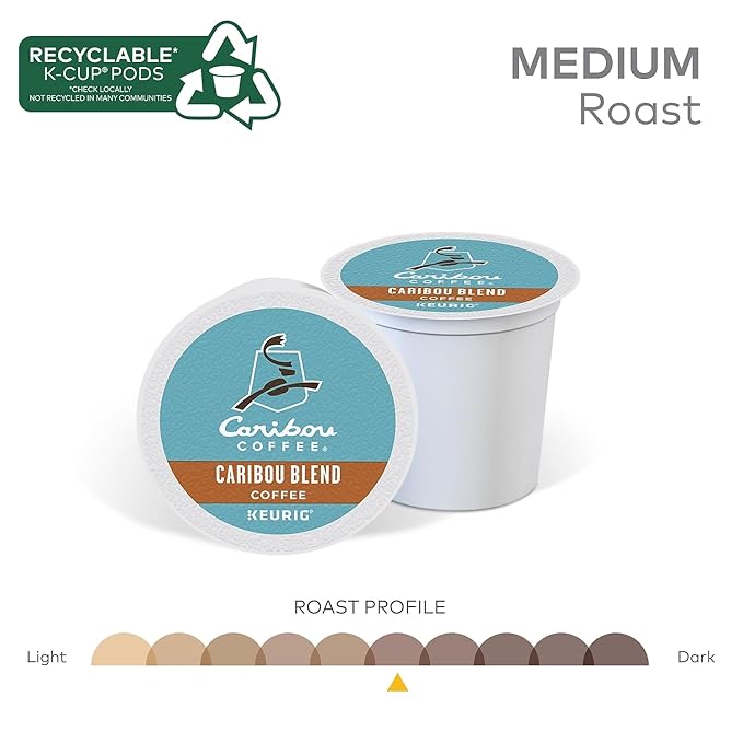 Caribou Coffee Caribou Blend Single Serve Coffee K-Cup Pod Medium Roast 48-Count For Brewers