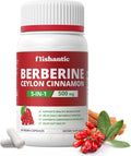 30-Day Supply Berberine with Ceylon Cinnamon 500mg Berberine Supplement for Blood Sugar Support Metabolism* Gluten-Free Non-GMO &amp Vegan 60 Capsules