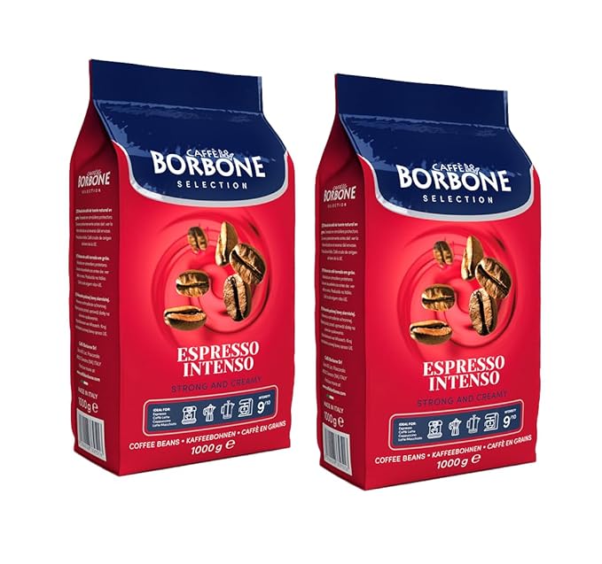 Caffè Borbone Whole Bean Coffee Blend Espresso Intenso Medium Roast Roasted and Freshly Packaged in Italy 2.2 Pound Bag (Pack of 2)