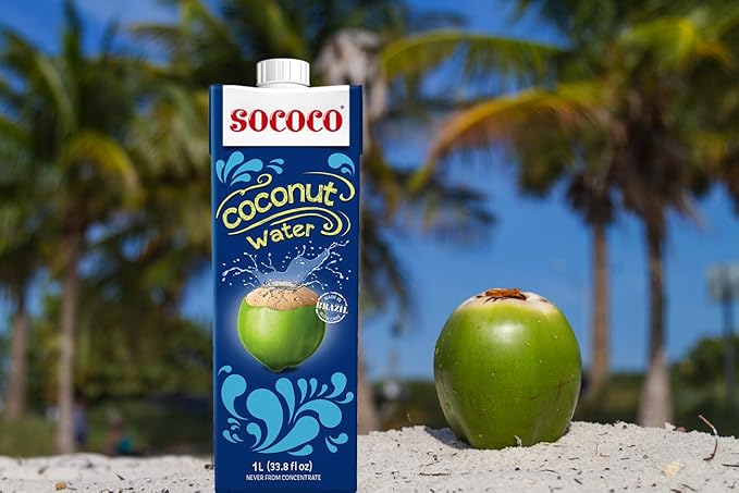 SOCOCO 100% Pure Coconut Water | Natural Electrolytes | Vital Nutrients | Refreshing 33.8 Oz (Pack of 12)