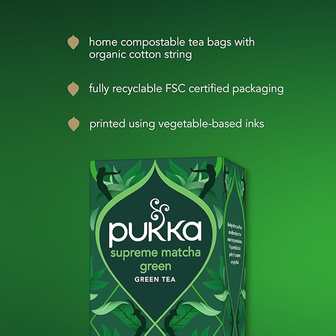 Pukka Supreme Matcha Green Organic Herbal Tea Energizing Infusion With Matcha Powder Ideal For Daily Vitality Caffeine Free 80 Total Tea Bags (20ct - Pack of 4)