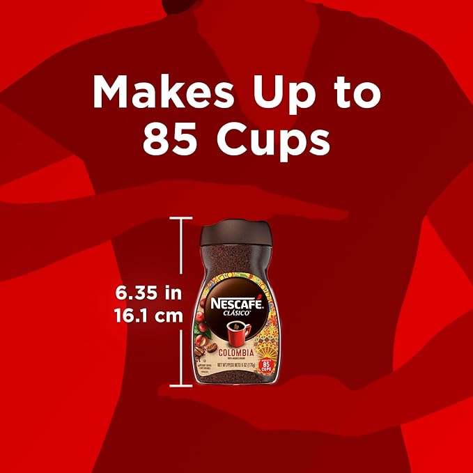 Nescafé Clásico Coffee Medium Roast Instant | Colombia | 6 oz Jar | Pack of 2