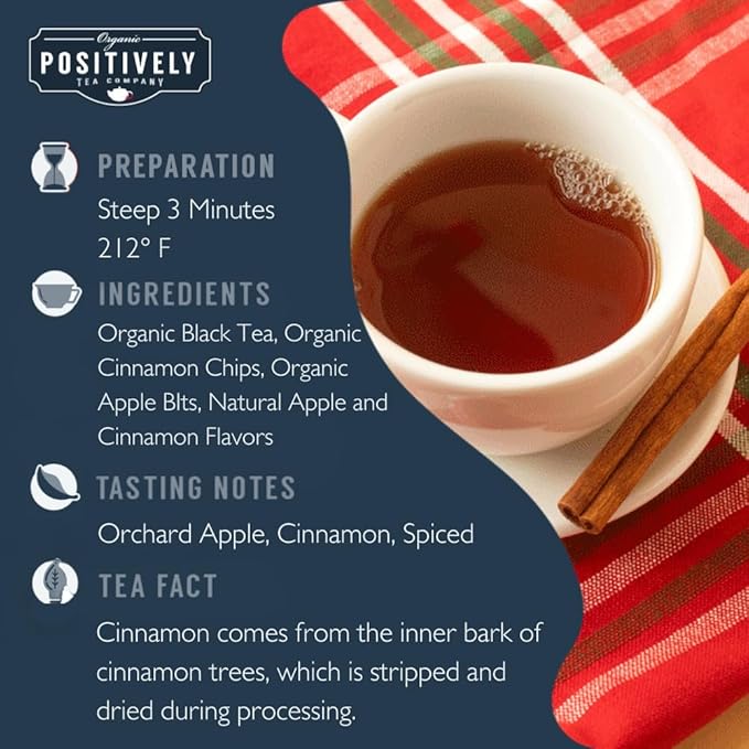 Organic Positively Tea Company Cinnamon Apple Spice Black Tea Loose Leaf 16 Ounce
