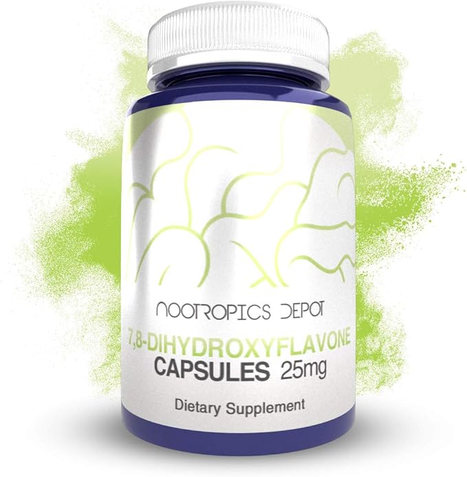 Nootropics Depot 78-Dihydroxyflavone Capsules | 25mg | 120 Count | 78 DHF | Brain Booster | Supports Cognitive Function and Brain Health