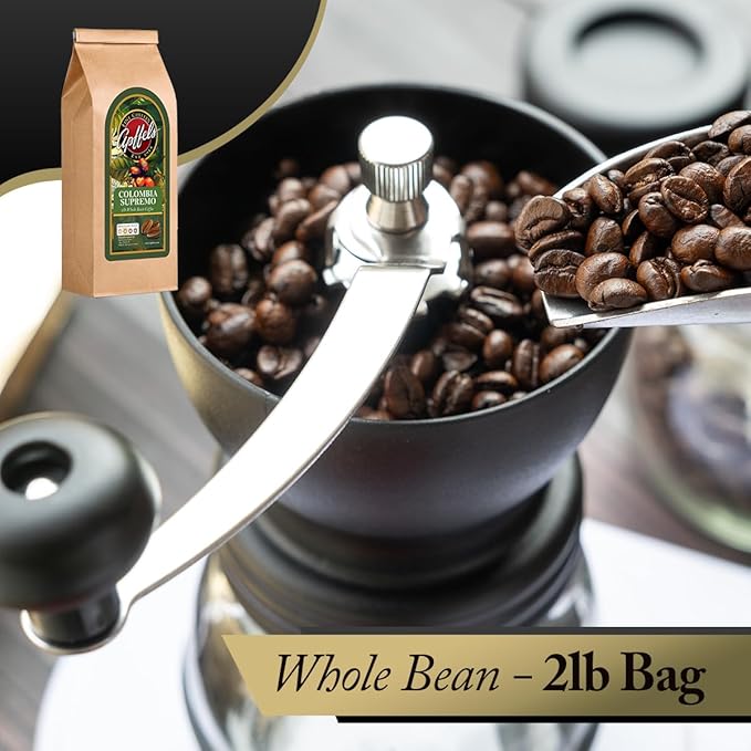 Apffels Colombian Supremo - Whole Bean Medium Roast 100% Arabica Coffee (2lb Bag)