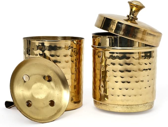 NATRIEL Traditional Brass Filter Coffee Maker Brass South Indian Drip Sytle Decoction Liquid Maker Coffee Filter Vessel Utensil Kumbakonam Degree Coffee Filter For Home (Option-01)