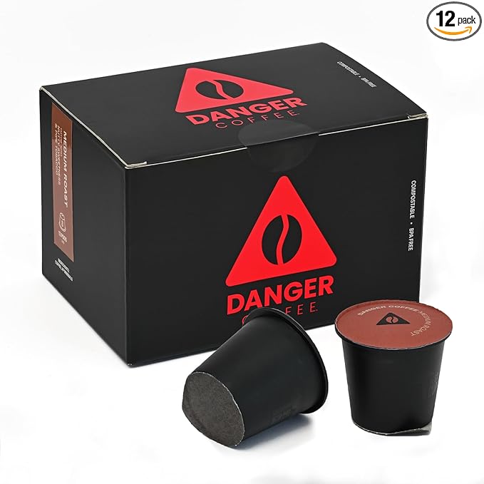 Danger Coffee by Dave Asprey Remineralized Mold Free &amp Lab Tested Compostable Pods | Medium Roast 12 Pods
