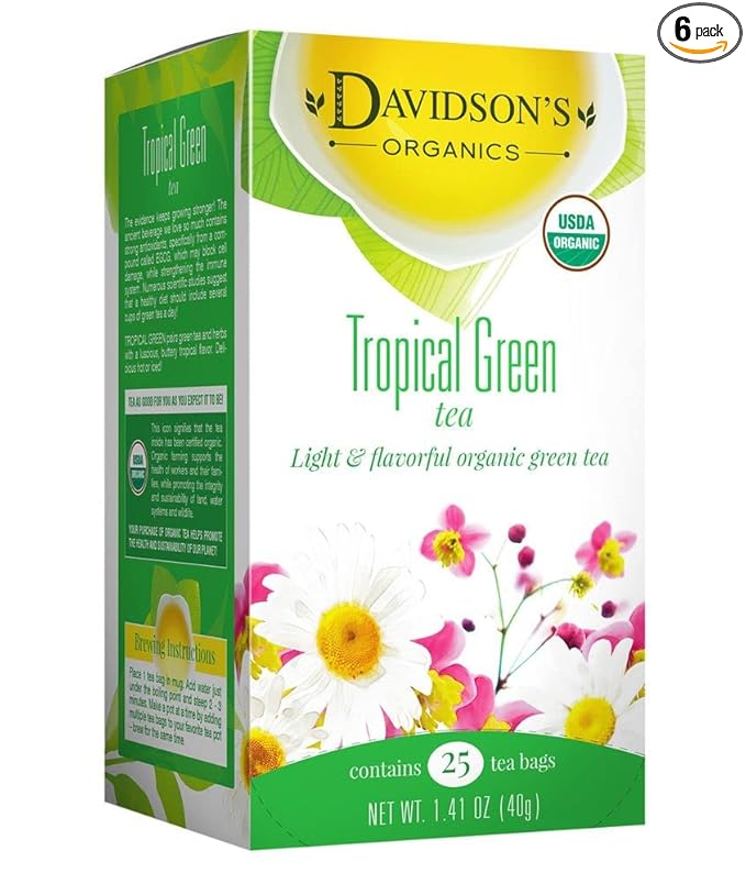 Davidson's Organics Tropical Green 25-count Tea Bags Pack of 6