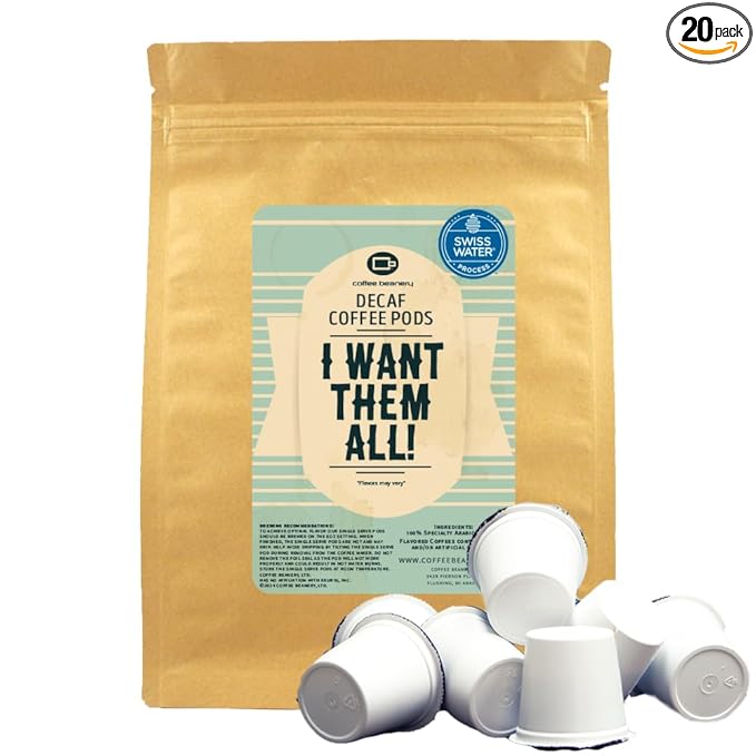 Coffee Benaery I Want Them All Swiss Water Process Decaf Flavored Coffee Pods (20ct) - 20 Unique Flavor coffee pods