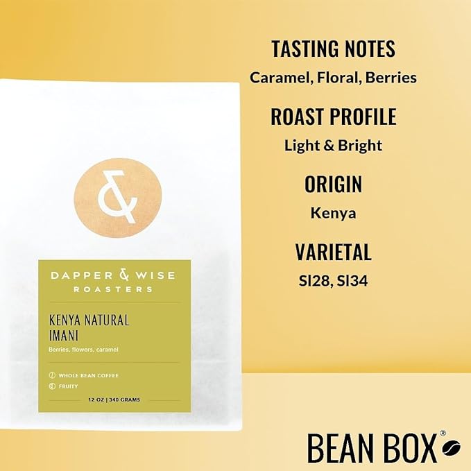 Kenya Imani Natural - Roasted by Dapper &amp Wise - Freshly Ground Coffee - 5 Pound Bag