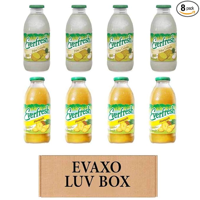 LUV BOX- variety Everfresh Juice 16 oz. pack of 8 Everfresh Pina Colada Everfresh Pineapple Juice. by evaxo