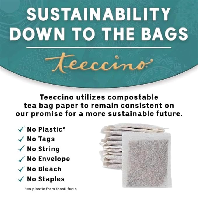 Teeccino Dandelion Herbal Tea 50 Tagless Eco-Friendly Tea Bags - Dark Roast - Caffeine Free Prebiotic Gluten Free 3x More Herbs