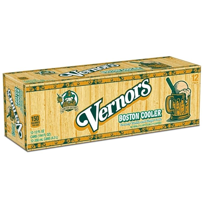 Vernors Boston Cooler Ginger Soda Creamy Vanilla and Ginger Blend 12 fl oz Cans 12 Count